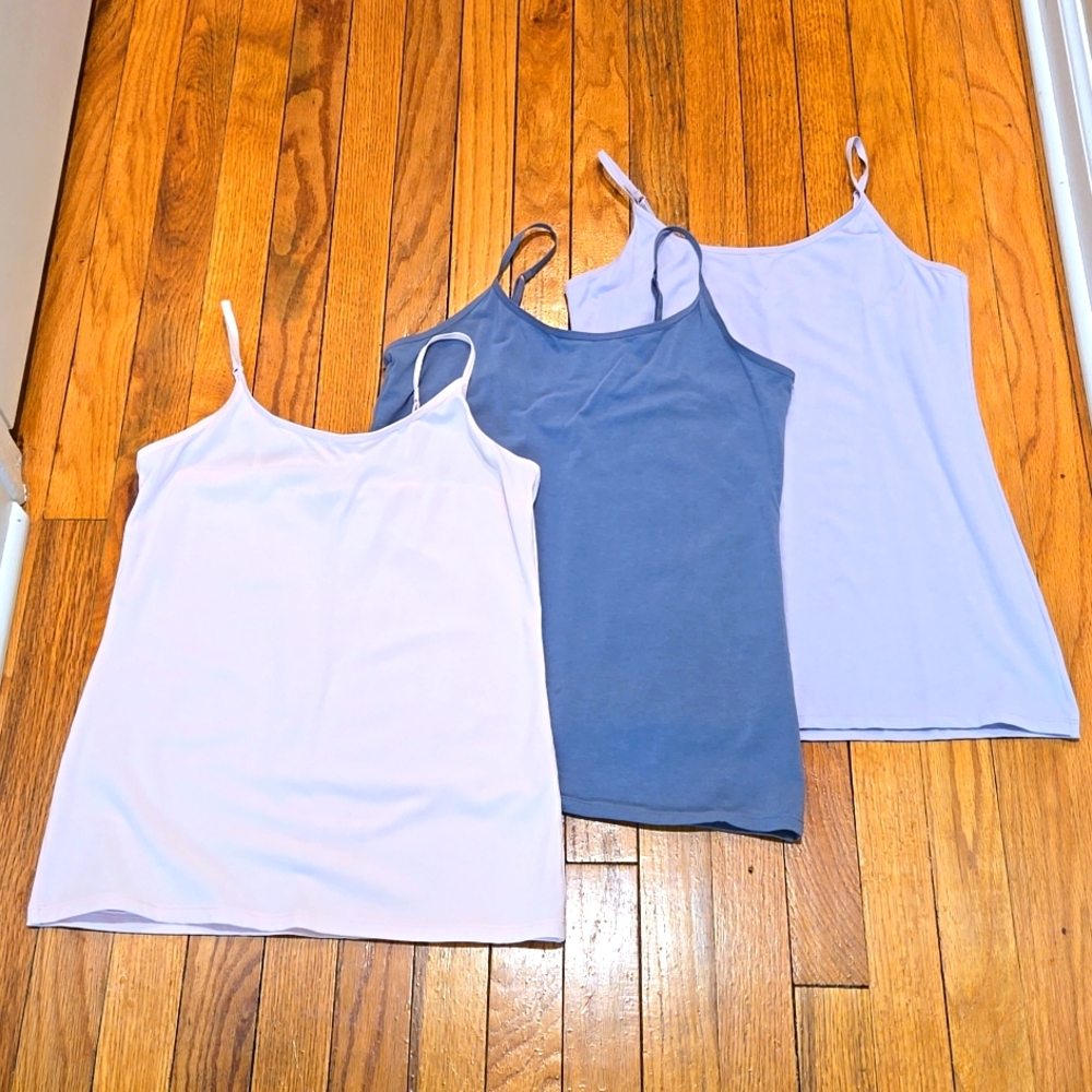 FELINA LINGERIE ▪︎ Women's 3 Pack Tank Tops, Slate Blue, Pink & Lavender, Size M